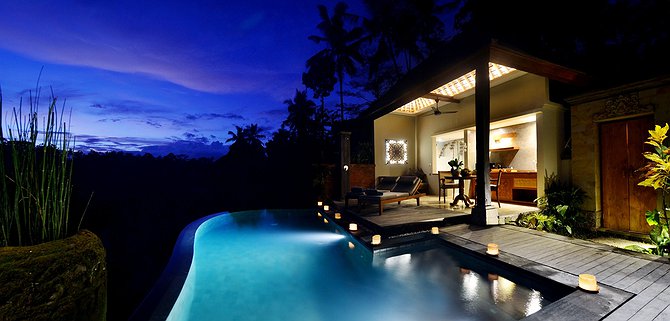 Kenran Resort Ubud Private Jungle Pool At Night