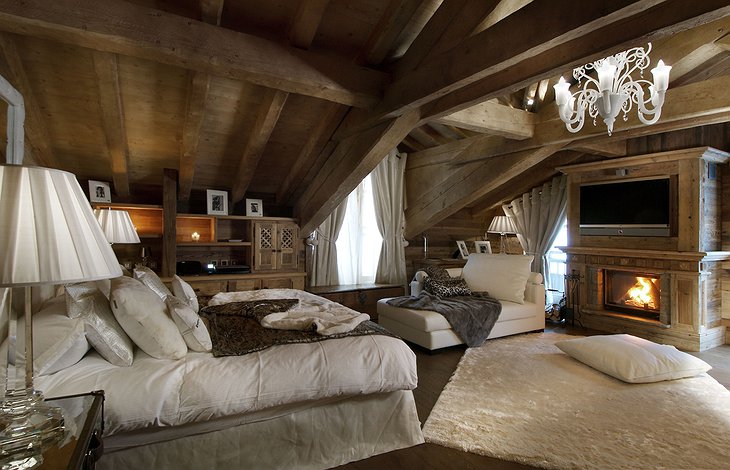 Grande Roche Chalet suite with fireplace