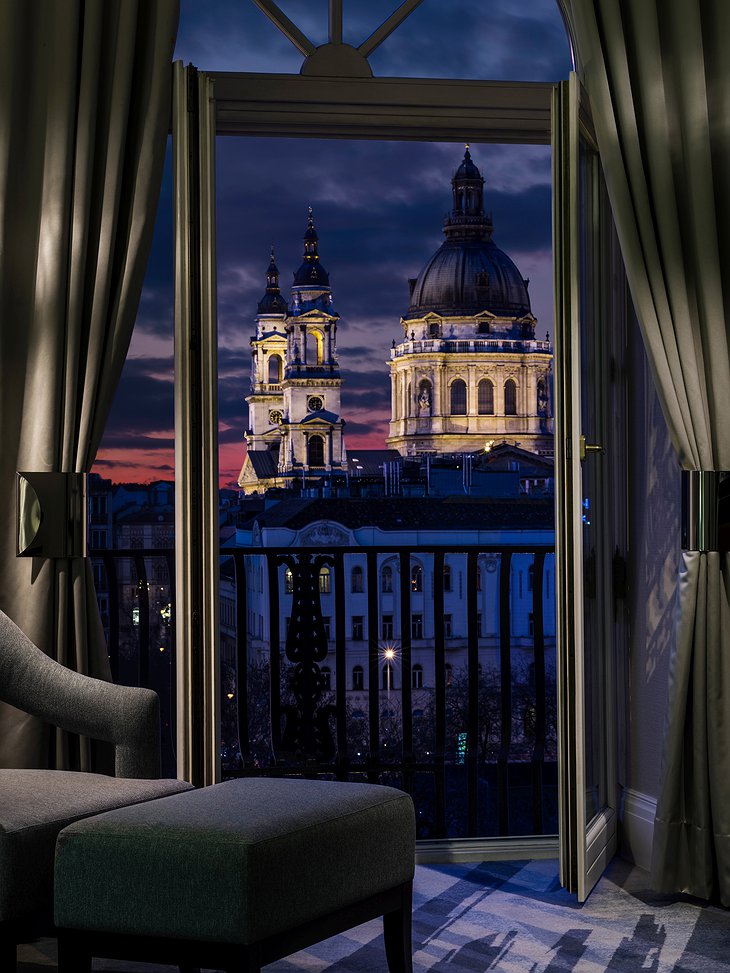 The Ritz-Carlton Hotel Budapest balcony with view on the Basilica