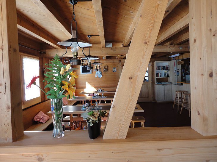 Mönchsjoch Hut wooden interior