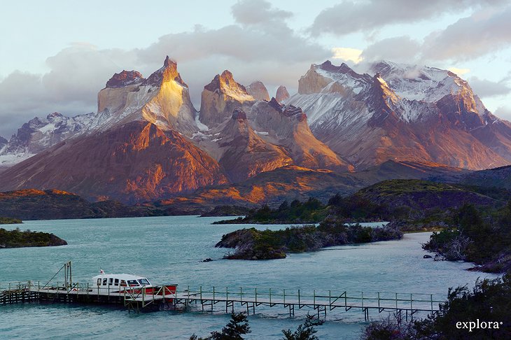 Andes mountains in Chile, docking at the Patagonia Hotel Explora