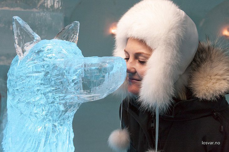 Ice sculpture and a girl