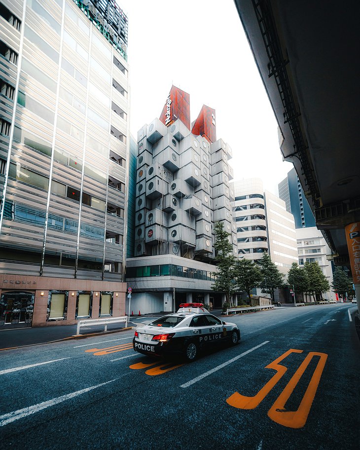 Nakagin Capsule Tower From The Street