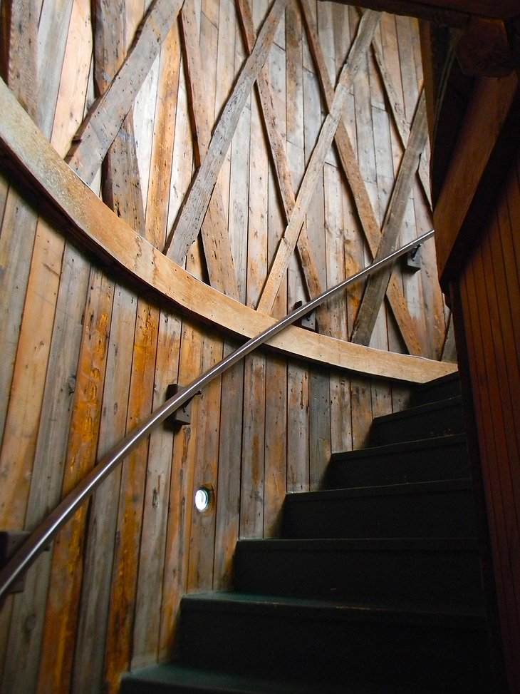 Tree-house-like wooden staircase
