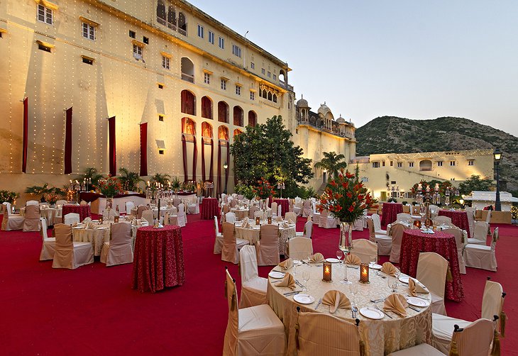 Samode Palace wedding dining on the terrace