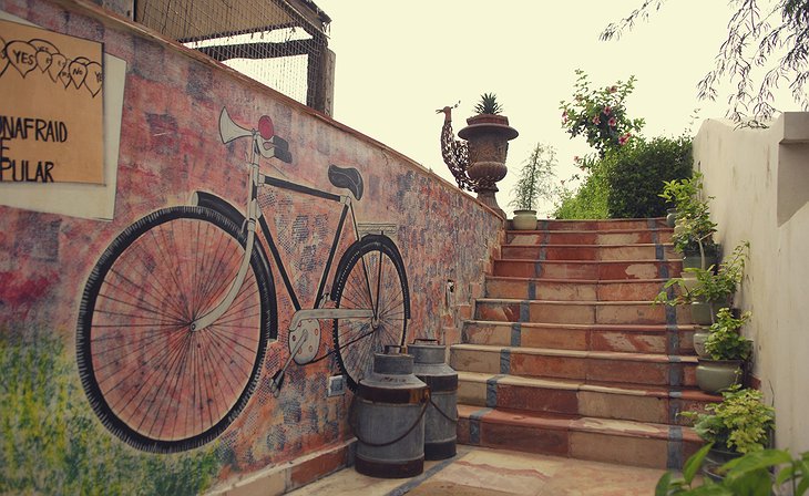 The Farm, Jaipur stairs and decorated wall