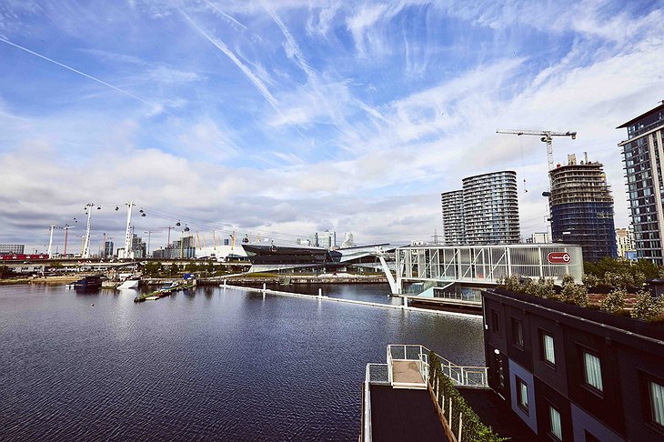 Views from Good Hotel London on Royal Victoria Dock and the city