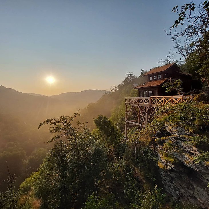 Les Cabanes De Rensiwez Magical Forest House Perched On The Cliff