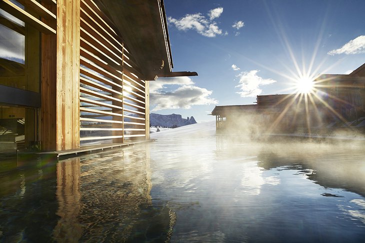 Steaming outdoor pool