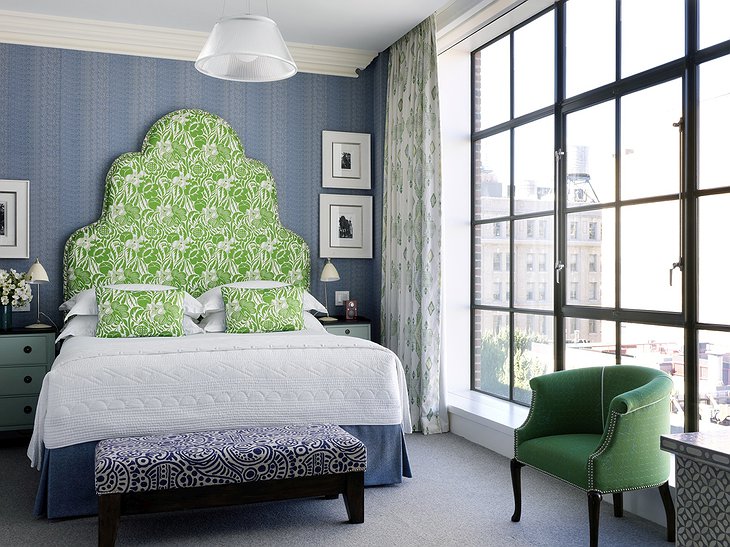 Crosby Street Hotel bedroom with NYC views
