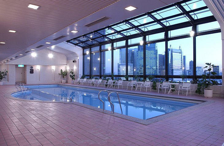 Indoor swimming pool with Tokyo view