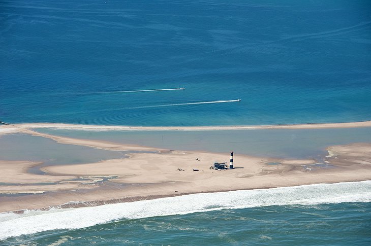 Aerial view of the Pelican Point Lodge in Walvis Bay in Namibia