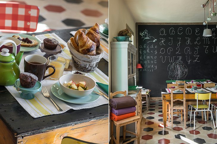 La Scuola Guesthouse dining and blackboard