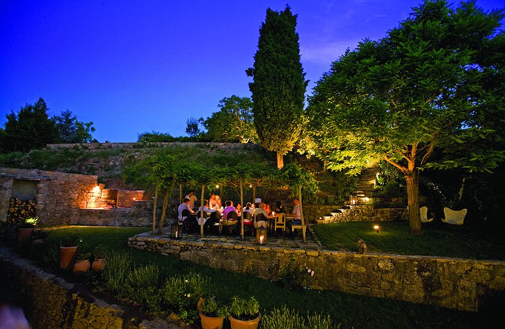Tuscany garden dining at night