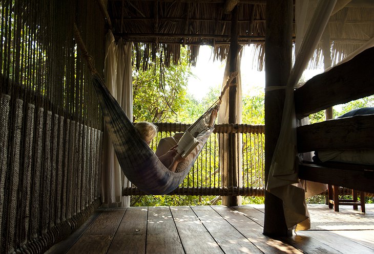 Relaxing in the treehouse at Chole Mjini Lodge