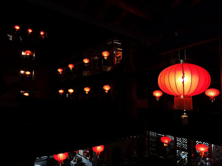 Tulou Fuyulou Changdi Inn Red Lanterns in the Night