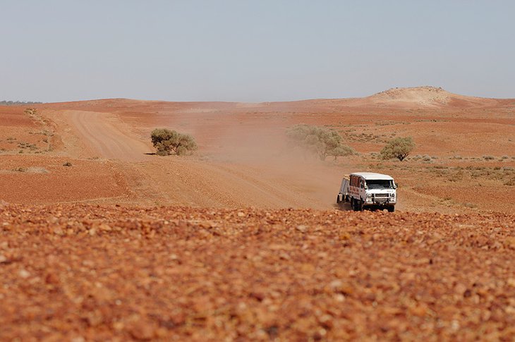 Truck going in the desert
