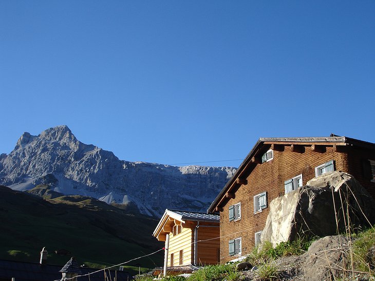 Sulzfluh mountain inn and the Swiss Alps