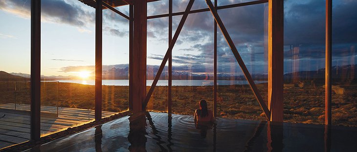 Tierra Patagonia Pool with Sunset