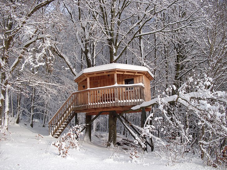 Baumhaushotel Solling treehouse in the winter