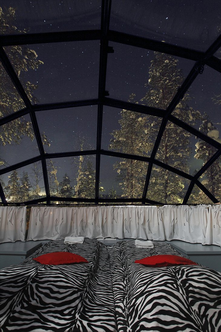 View on the sky and stars from the glass igloo