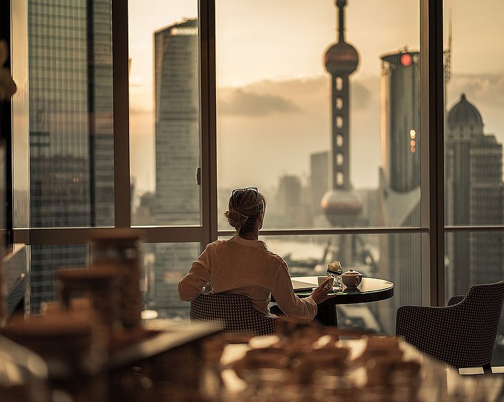 Regent Shanghai Pudong dining with panoramic Shanghai views