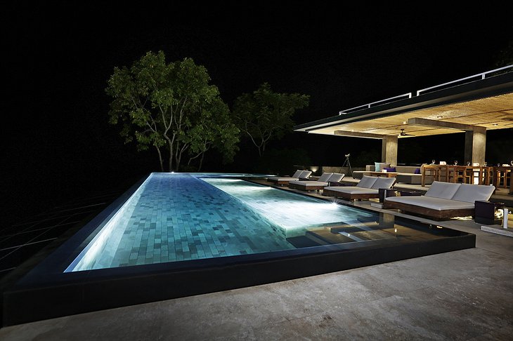 Kura Design Villas pool at night