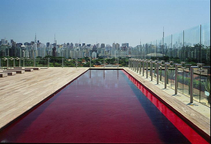 Hotel Unique rooftop red swimming pool