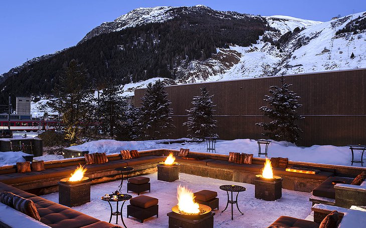 The Chedi Andermatt outdoor fireplaces