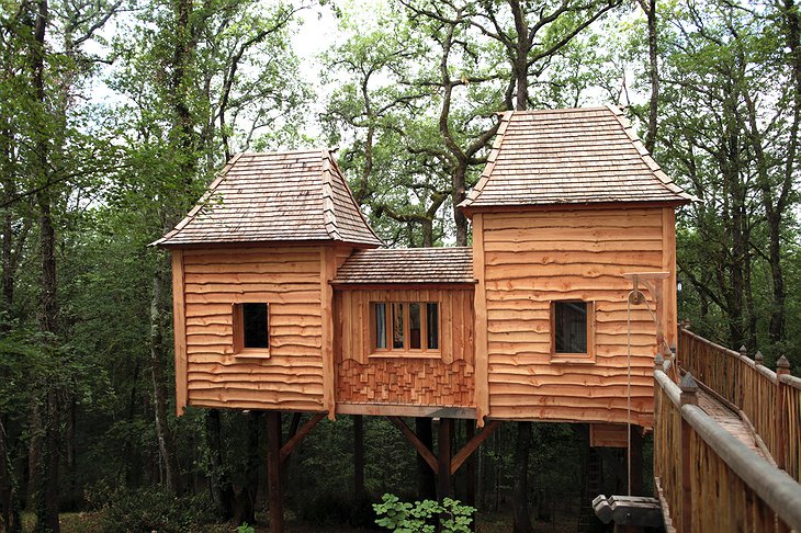 Wooden castle treehouse