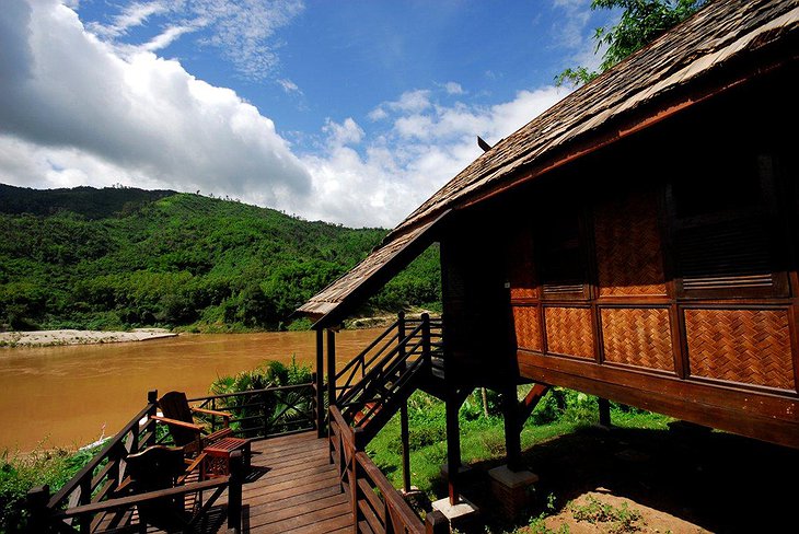 Bungalow in Laos next to Mekong river
