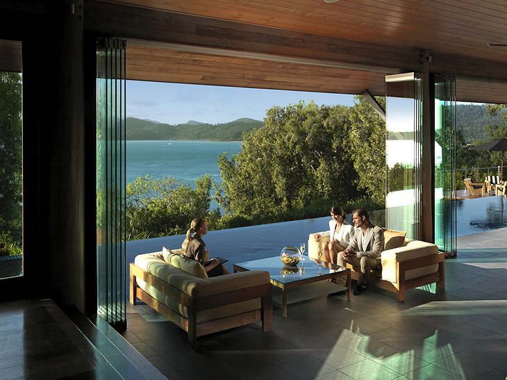 Qualia Hamilton Island lounge table with sea views