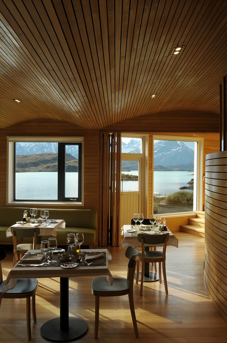 Wooden interior of Explora Patagonia Hotel
