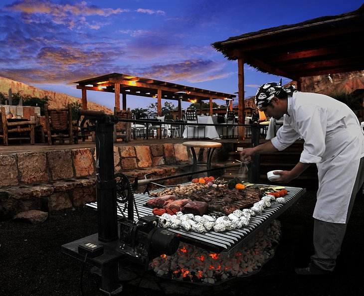 Alto Atacama chef cooking outside
