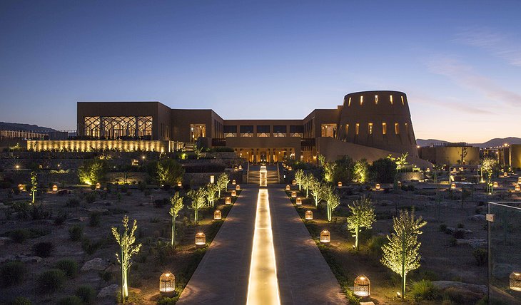 Anantara Al Jabal Al Akhdar Resort exterior at night