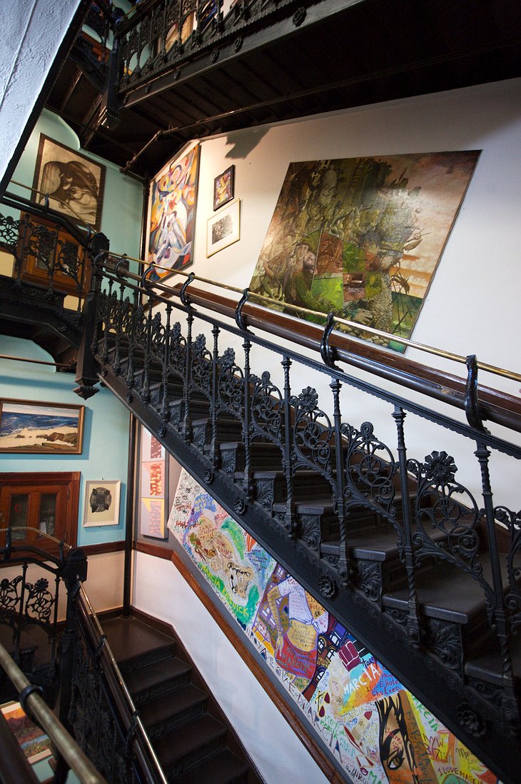 Hotel Chelsea staircase filled with art