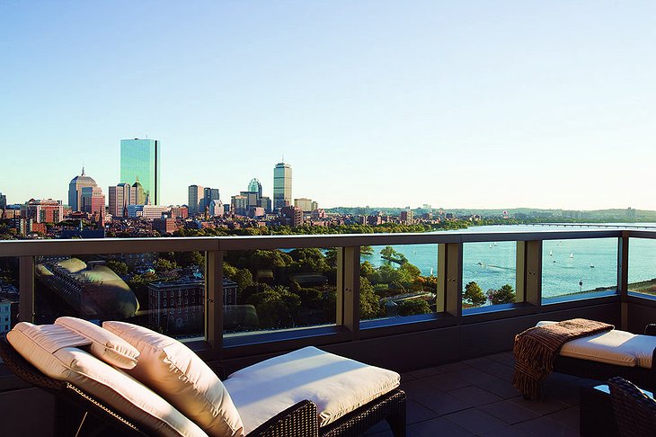 Liberty Hotel rooftop terrace with splendid view on Boston