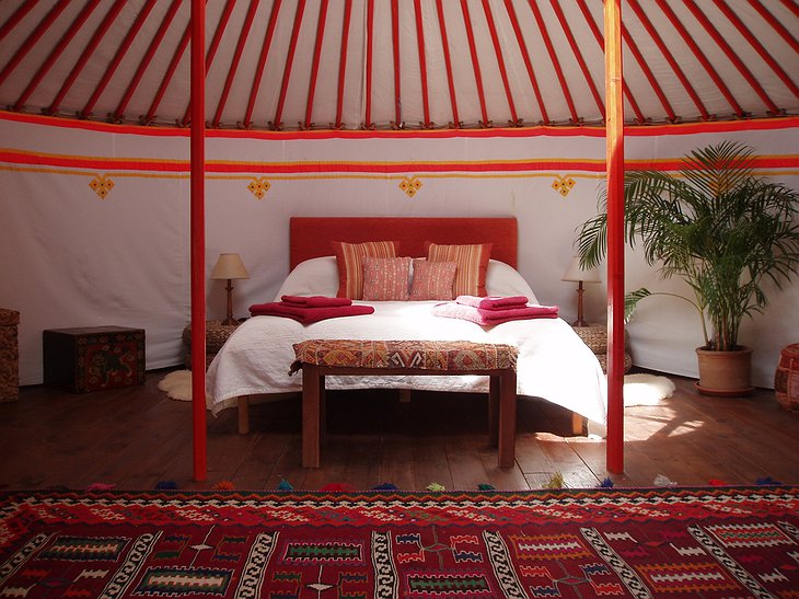 The Hoopoe Yurt Hotel Mongolian yurt interior