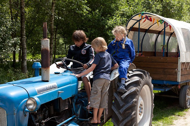 Kids on tractor