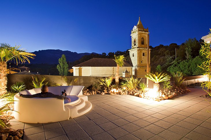 Hotel Viura rooftop terrace at night