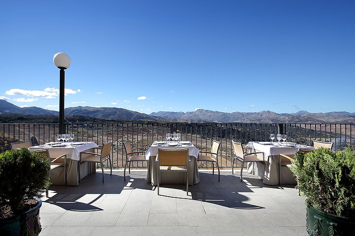 Parador de Ronda terrace with mountain view