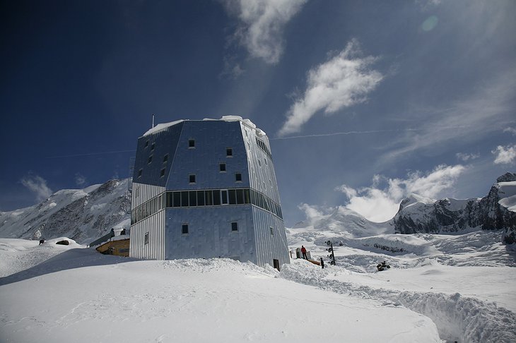 The New Monte Rosa Hut in winter
