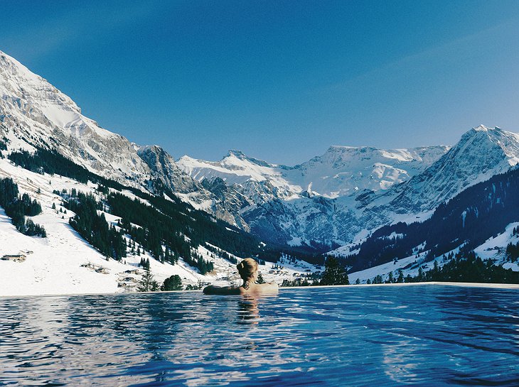 The Cambrian outdoor pool with breathtaking Alps panorama