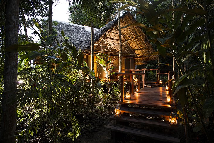 Inkaterra Reserva Amazonica Lodge Cabana (Cottage) at Night