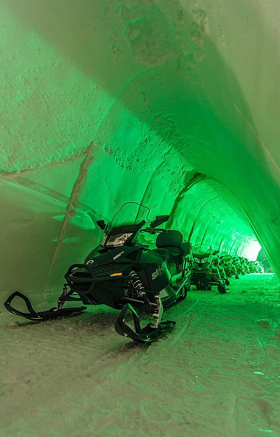 Snowmobile ice tunnel storage