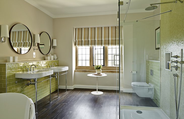 Foxhill Manor bathroom with shower and bathtub