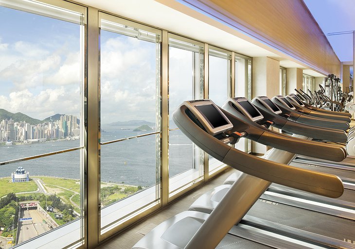 Gym with Hong Kong panorama