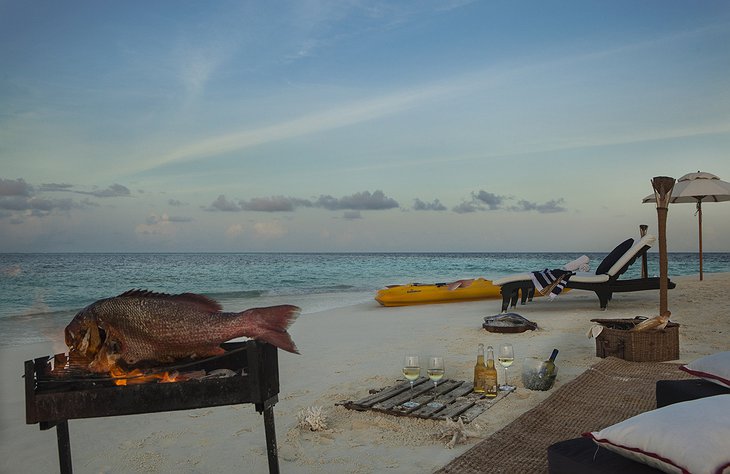 Fish grilling on the beach