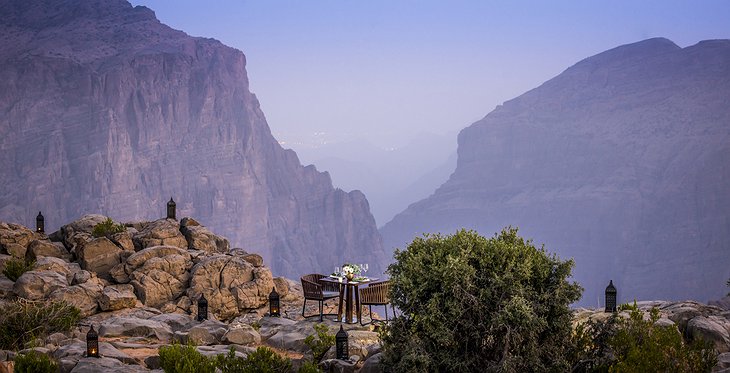 Anantara Al Jabal Al Akhdar Resort romantic cliff dining