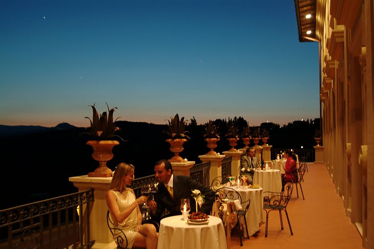 Dining on the terrace of Fonteverde hotel